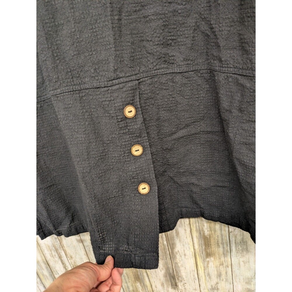 Focus Casual Art Wear Shirt Medium Gauzy Hooded Button Front Lightweight Black - Picture 7 of 11